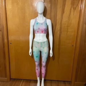 Victoria’s Secret Sport Outfit Bra - Medium & Leggings - Small Heart Valentine